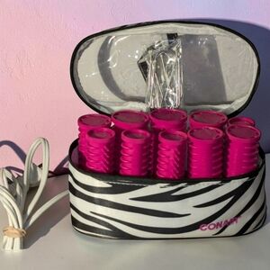 CONAIR Instant Heat Compact Hot Rollers Travel Zebra Hair Styling EXCELLENT COND